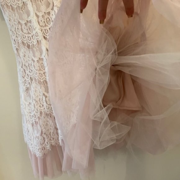 Betsy & Adam Pink and Cream Lace Dress Layered NEW - Picture 3 of 3